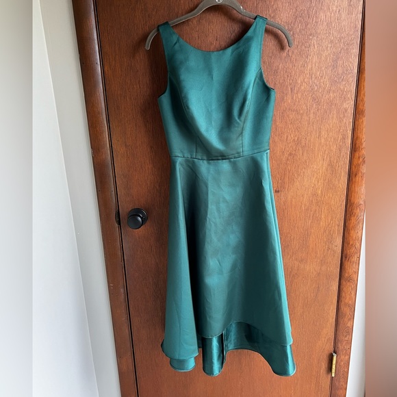 ALFRED SUNG High Low Cocktail Dress in Hunter Green | size 2 - Picture 2 of 6